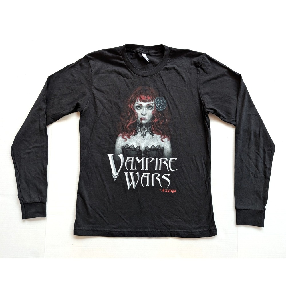 Zynga Vampire Wars Shirt Womens Large Black Long Sleeve Facebook Game‎